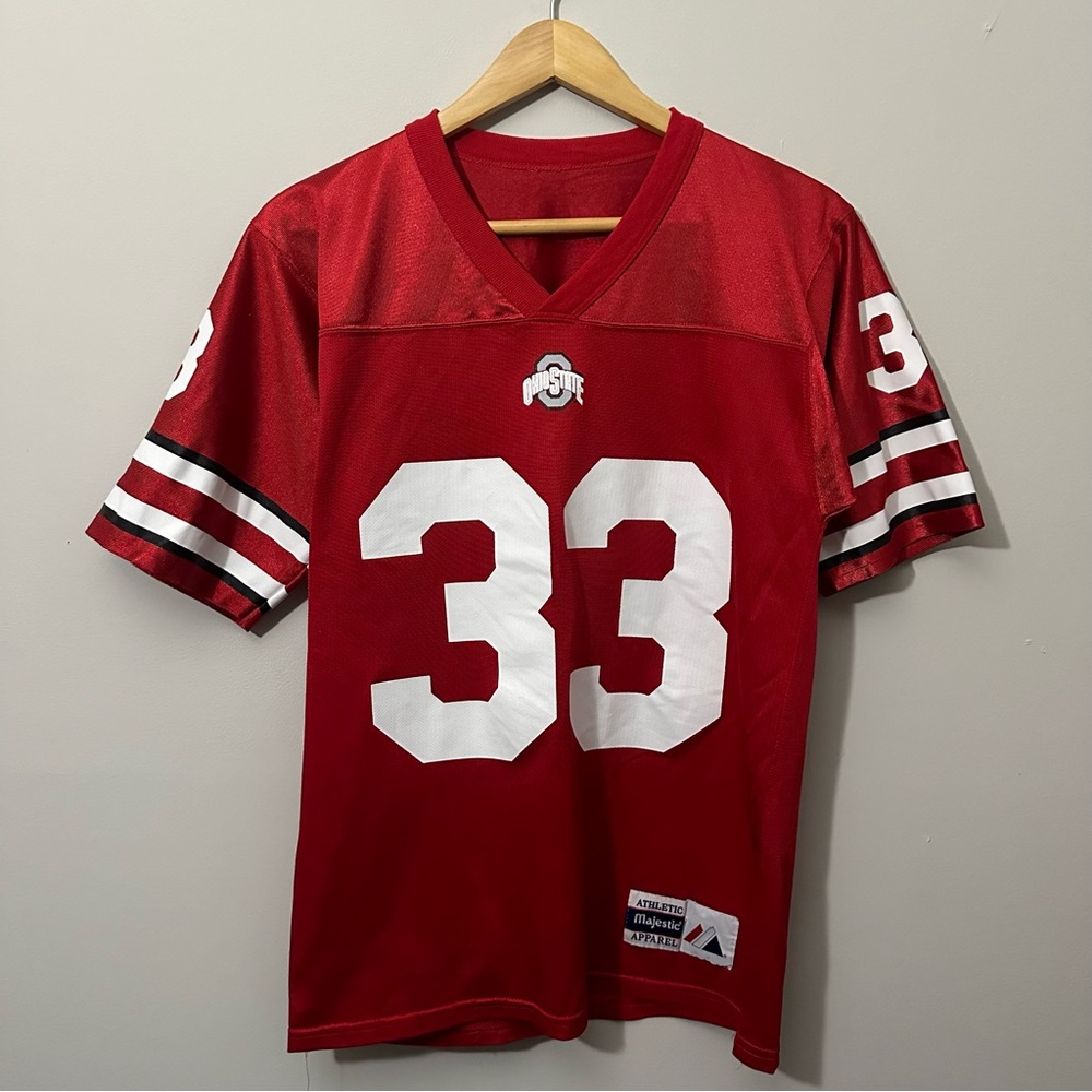 Vintage Majestic Ohio State Buckeyes Football Jersey #33 Red